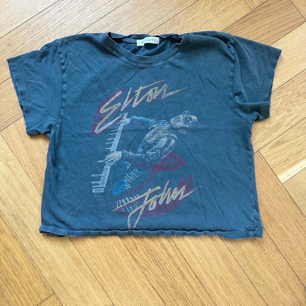 Oversized Charcoal Retro Elton John Daydreamer tshirt